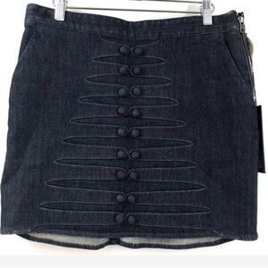 Karl Lagerfeld Blue Demin Skirt W Size 8 Covered Button Detail Neiman Marcus NWT